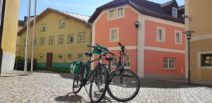 Personal bikes next a house